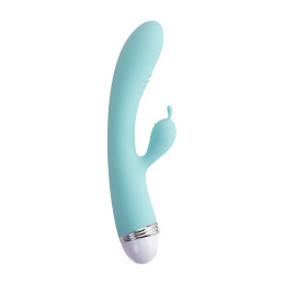 Вибратор с клиторальным стимулятором Flovetta IRIS, силикон, голубой, 22 см
