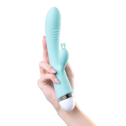 Вибратор с клиторальным стимулятором Flovetta IRIS, силикон, голубой, 22 см