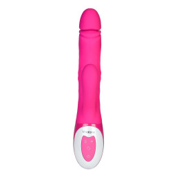 Вибратор с клиторальным стимулятором Nalone Wave, силикон, розовый, 26 см