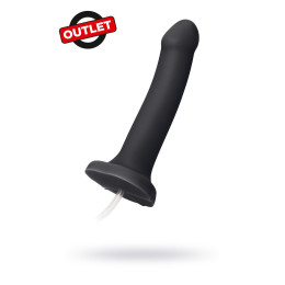 **АУТЛЕТ** Ремневой нереалистичный семяизвергающий страпон Strap-on-me, L, силикон, черный, 19,6 см