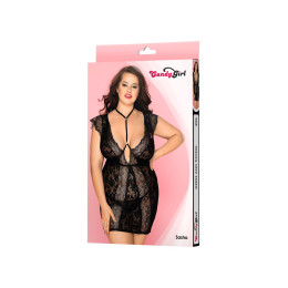 Нижнее платье и стринги Candy Girl Sasha, кружево, черный, 2XL