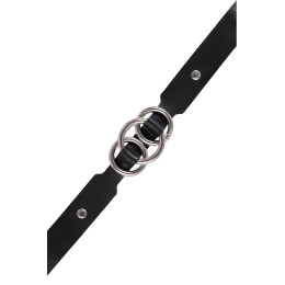 Чокер-ошейник Pecado BDSM, со связанными кольцами, натуральная кожа, чёрный