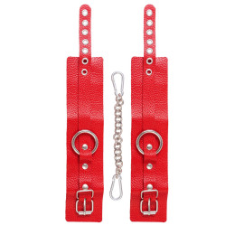 Оковы Pecado BDSM, мягкие с люверсами, натуральная кожа, красные