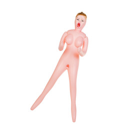 Кукла надувная Dolls-X by TOYFA Hannah, блондинка, с тремя отверстиями, кибер вставка: вагина