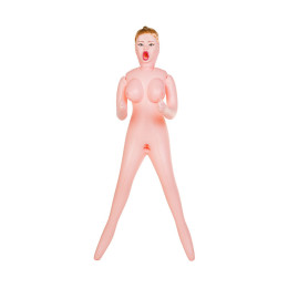 Кукла надувная Dolls-X by TOYFA Hannah, блондинка, с тремя отверстиями, кибер вставка: вагина