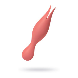 Интенсивный раздвоенный вибромассажер SVAKOM SIREN, кораловый, 18,9 см