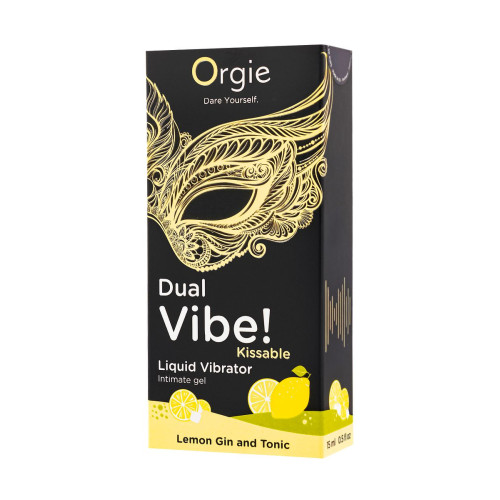 Съедобный гель с эффектом вибрации Orgie DUAL VIBE! Lemon Gin And Tonic, со вкусом джин-тоник, 15 мл