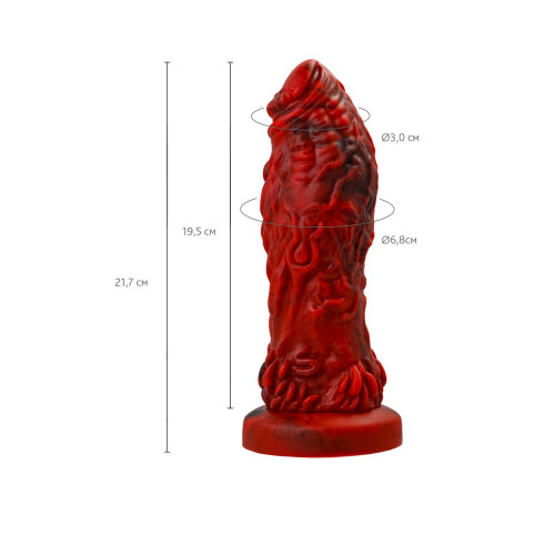 Вибратор Black&Red by Toyfa Monster Docus, силикон, красно-черный, 20 см