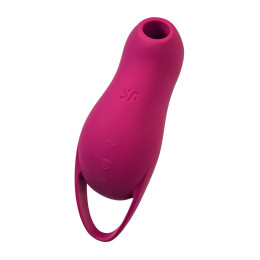 Вакуум-волновой стимулятор клитора с вибрацией Satisfyer Pocket Pro 1, силикон, бордовый, 13,9 см