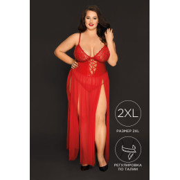 Комбинация и стринги Candy Girl Tabitha, сетка, кружево, красный, 2XL