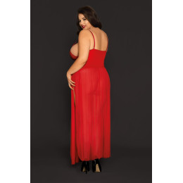 Комбинация и стринги Candy Girl Tabitha, сетка, кружево, красный, 2XL