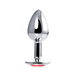 Анальный страз с красным кристаллом, металл, серебряный, 7 см (в пакете)