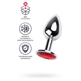 Анальный страз с красным кристаллом, металл, серебряный, 7 см (в пакете)