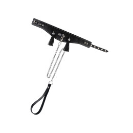 Ошейник Pecado BDSM, высокий с кисточками, натуральная кожа, черный