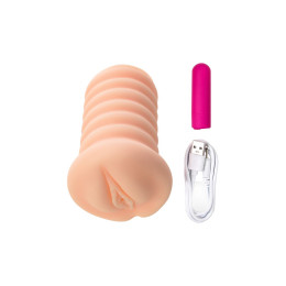 Мастурбатор реалистичный KOKOS Three Sisters Lady с вибрацией, TPR, телесный, 18 см