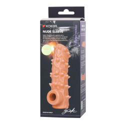 Насадка реалистичная KOKOS NUDE SLEEVE с дополнительной стимуляцией, TPE, телесная, 14 см