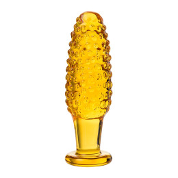 Анальная втулка Sexus Glass, стекло, желтая, 13 см, Ø 4 см
