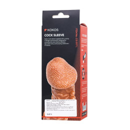 Насадка реалистичная KOKOS COCK SLEEVE 007-L с дополнительной стимуляцией, TPE, телесная, 15.6 см