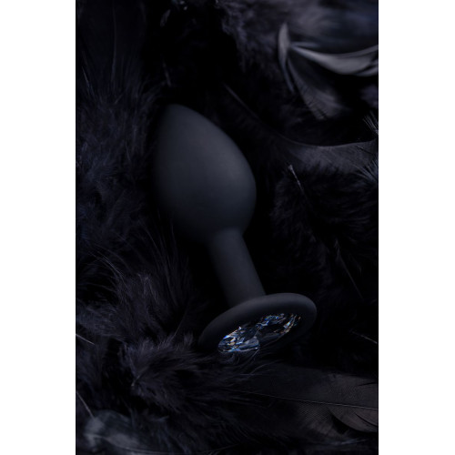 Анальная втулка POPO Pleasure by TOYFA NORMA со стразом, S, силикон, черная, 7,2 см, Ø 2,8 см, 25 г