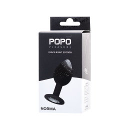 Анальная втулка POPO Pleasure by TOYFA NORMA со стразом, S, силикон, черная, 7,2 см, Ø 2,8 см, 25 г
