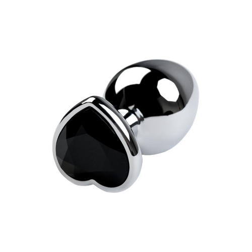Анальная втулка Metal by TOYFA, металл, серебряная, с чёрным кристаллом, 9,5 см, Ø 4 см, 150 г