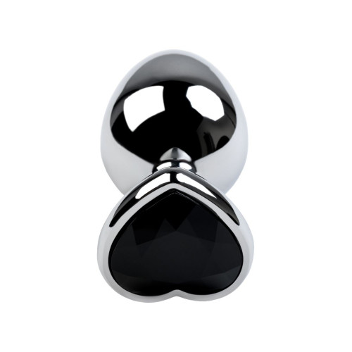 Анальная втулка Metal by TOYFA, металл, серебряная, с чёрным кристаллом, 9,5 см, Ø 4 см, 150 г