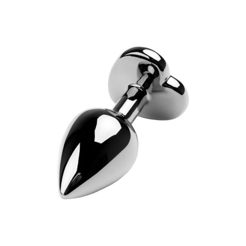 Анальная втулка Metal by TOYFA, металл, серебряная, с чёрным кристаллом, 9,5 см, Ø 4 см, 150 г