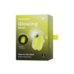 Вакуумный стимулятор клитора с вибрацией Satisfyer Glowing Ghost, светящийся в темноте, желтый,8,4см