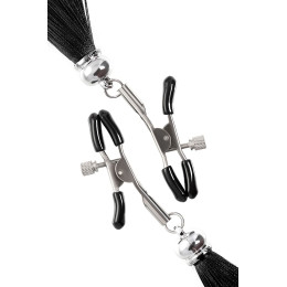Зажимы на соски Pecado BDSM, «Прищепки», с кисточками из шелка, металл, черные