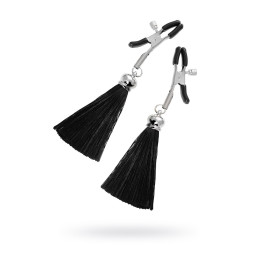 Зажимы на соски Pecado BDSM, «Прищепки», с кисточками из шелка, металл, черные