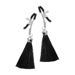 Зажимы на соски Pecado BDSM, «Прищепки», с кисточками из шелка, металл, черные