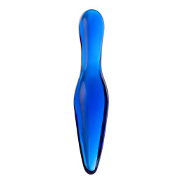 Двусторонний фаллоимитатор Sexus Glass, стекло, синий, 17,5 см
