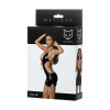 Платье Glossy JULIE из материала Wetlook с красной шнуровкой, черный, S