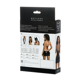 Платье Glossy JULIE из материала Wetlook с красной шнуровкой, черный, L