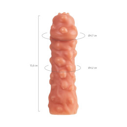 Насадка реалистичная KOKOS COCK SLEEVE 003-M с дополнительной стимуляцией, TPE, телесная, 15.6 см