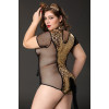 Костюм кошки Candy Girl Tawny (боди, ушки) черно-леопардовый, 2XL