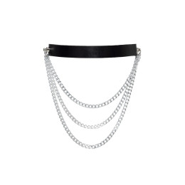 Чокер Pecado BDSM, с цепочками, модель 1, натуральная кожа, черный