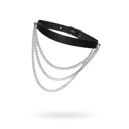 Чокер Pecado BDSM, с цепочками, модель 1, натуральная кожа, черный