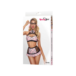 Костюм школьницы Candy Girl Annika (топ, трусики, значок, очки, аксессуары), трикотаж, розовый, OS