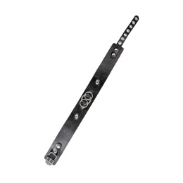 Чокер-ошейник Pecado BDSM, со связанными кольцами на подложке, натуральная кожа, чёрный