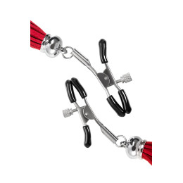 Зажимы на соски Pecado BDSM, «Прищепки», с кисточками из замши, металл, красные