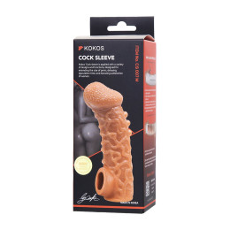 Насадка реалистичная KOKOS COCK SLEEVE 007-M с дополнительной стимуляцией, TPE, телесная, 15.6 см