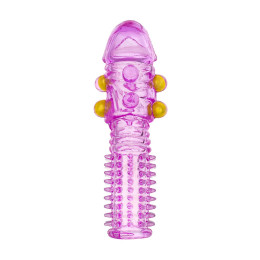 Насадка на пенис с шариками TOYFA Basic, TPE, фиолетовый, 14 см