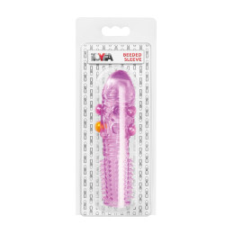 Насадка на пенис с шариками TOYFA Basic, TPE, фиолетовый, 14 см
