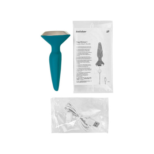 Анальная вибровтулка Satisfyer Plug-ilicious 1 Connect App, зеленая, 10 см