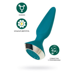Анальная вибровтулка Satisfyer Plug-ilicious 1 Connect App, зеленая, 10 см