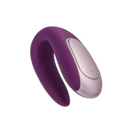 Стимулятор для пар Satisfyer Double Fun Connect App, с пультом ДУ, силикон, фиолетовый, 9 см