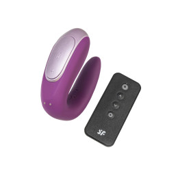 Стимулятор для пар Satisfyer Double Fun Connect App, с пультом ДУ, силикон, фиолетовый, 9 см