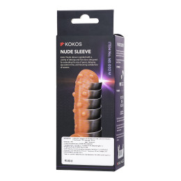 Насадка реалистичная KOKOS NUDE SLEEVE с дополнительной стимуляцией, TPE, телесная, 12 см