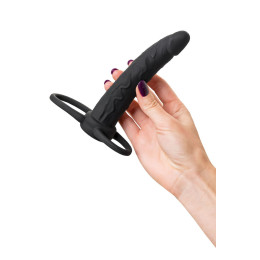 Насадка на пенис для двойного проникновения Black&Red by TOYFA , силикон, чёрный, 16,5 см